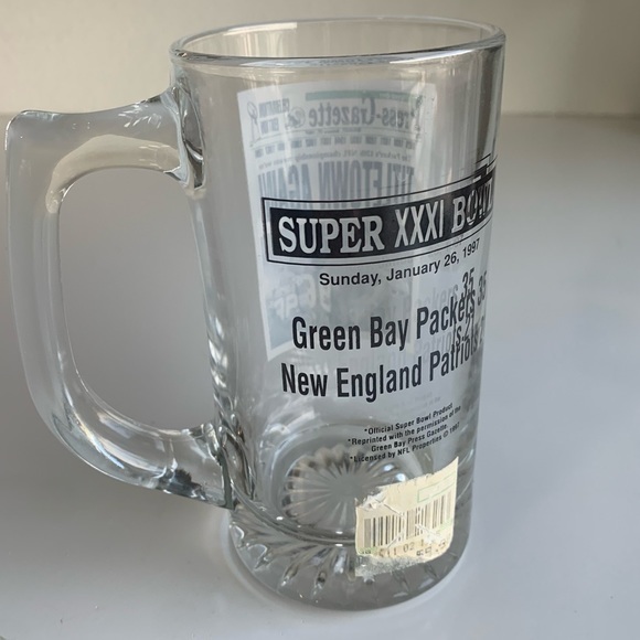 Green‎ Bay Packers victory glass mug. 1997 Official Super Bowl XXX1 Product. - Picture 3 of 10